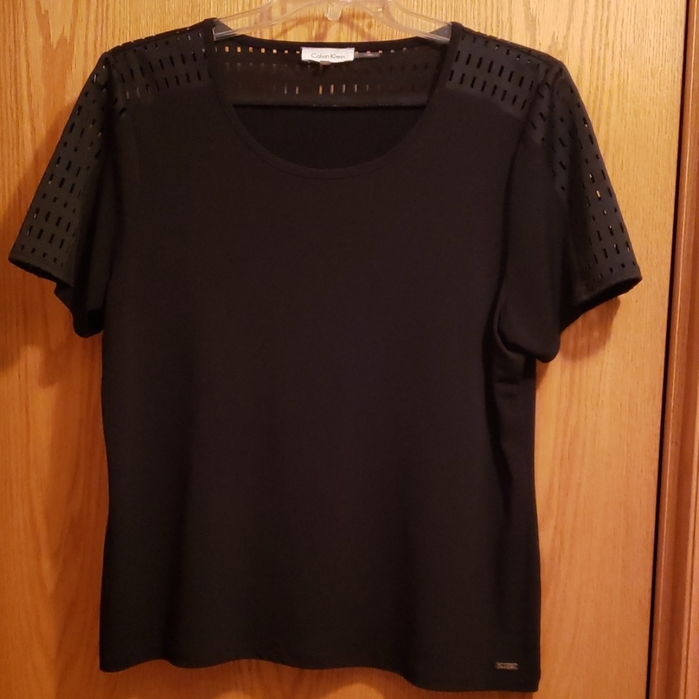Calvin Klein black laser cutout top